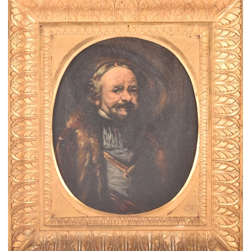 28 - 19th century Continental School.A portrait of Rembrandt, oil on panel, in a gilt frame, unsigned, 22... 