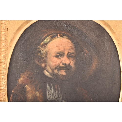 28 - 19th century Continental School.A portrait of Rembrandt, oil on panel, in a gilt frame, unsigned, 22... 