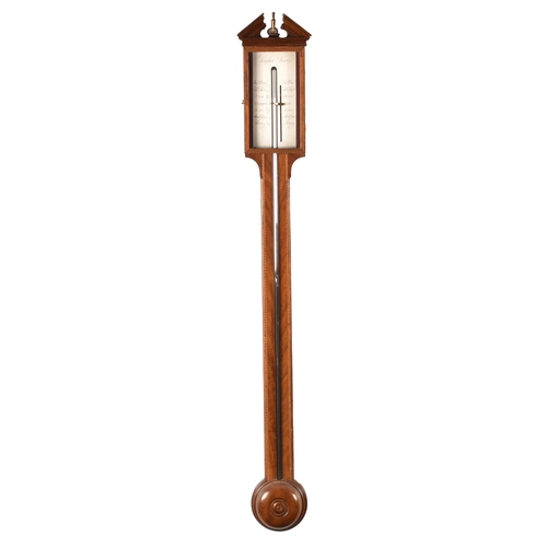 346 - A 19th century mahogany stick barometer, with silvered plate signed Maugham Beverly, the mahogany ca... 