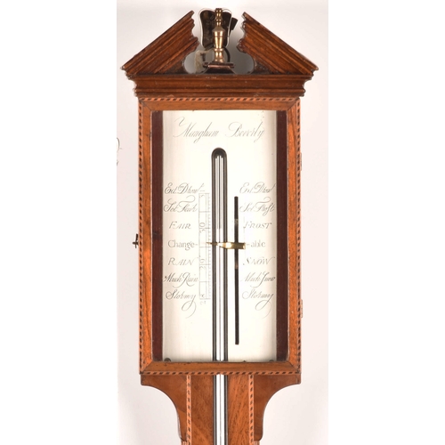 346 - A 19th century mahogany stick barometer, with silvered plate signed Maugham Beverly, the mahogany ca... 