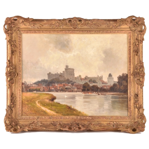 31 - Alfred De Breanski Senior (British, 1852-1928). 'Windsor Castle', oil on canvas, depicting the iconi... 