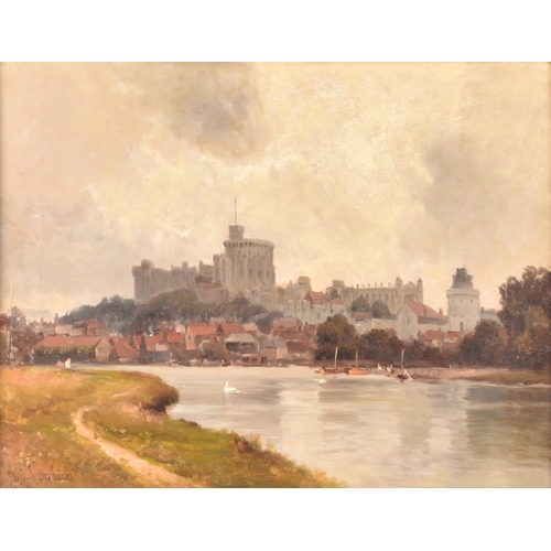 31 - Alfred De Breanski Senior (British, 1852-1928). 'Windsor Castle', oil on canvas, depicting the iconi... 