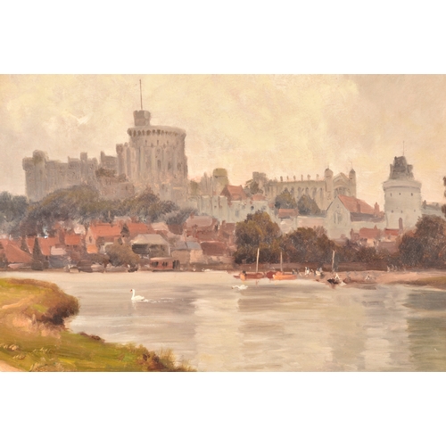 31 - Alfred De Breanski Senior (British, 1852-1928). 'Windsor Castle', oil on canvas, depicting the iconi... 