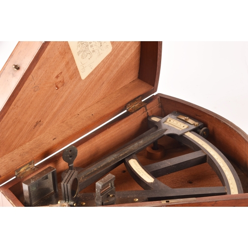 347 - An H Hughes of Fenchurch street sextant in fitted mahogany box, together with a walnut cased draftsm... 