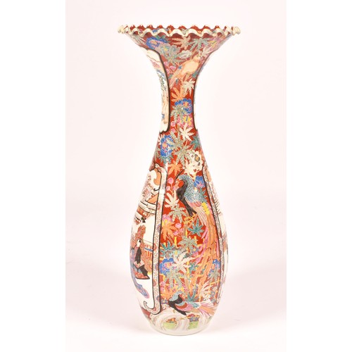 242 - A large late 19th century Japanese Arita vase, of trumpet form with scalloped lip in the Imari palet... 