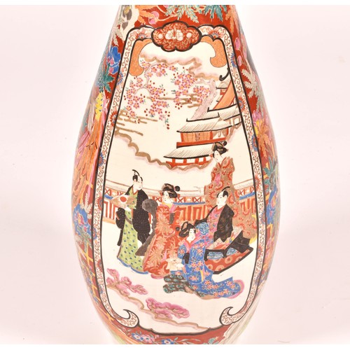 242 - A large late 19th century Japanese Arita vase, of trumpet form with scalloped lip in the Imari palet... 