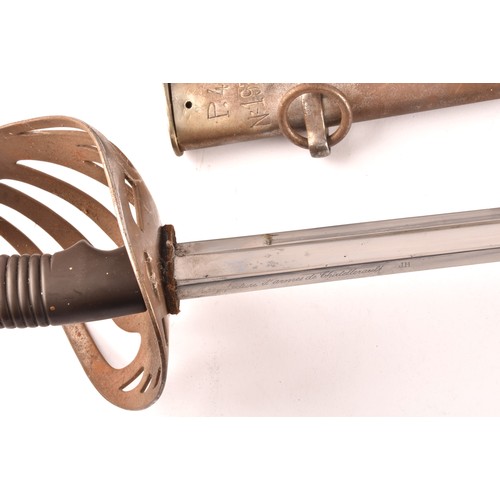 358 - A late 19th century French cavalry sword, marked Manufacture d`Armes de Chatellerault JH (steel supp... 