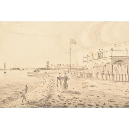 83 - Two pencil drawings, including 'Views of Southampton', 28.6 x 39.9cm, and 'Southsea', 28.6 x 39.9cm,... 