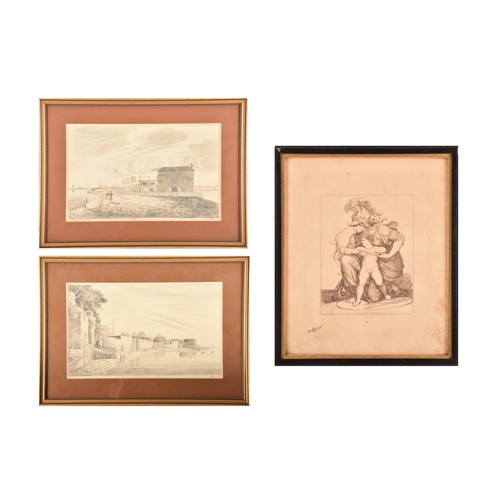 83 - Two pencil drawings, including 'Views of Southampton', 28.6 x 39.9cm, and 'Southsea', 28.6 x 39.9cm,... 