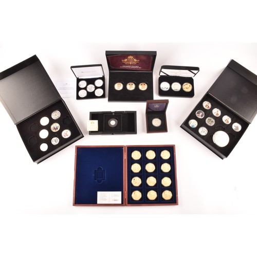 147 - A collection of silver commemorative coin sets including: 70th anniversary of the Queen's Coronation... 