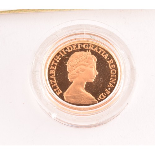 139 - A 1980 22ct gold full proof sovereign Royal mint with paperwork and original case, 8 grams.