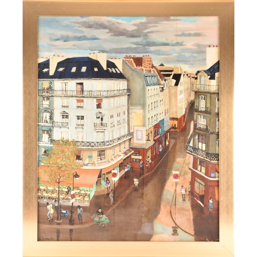 67 - Emmanuel Lamotte (French, 1916-1998). 'Rue des Lombards', depicting a vibrant Parisian street scene,... 