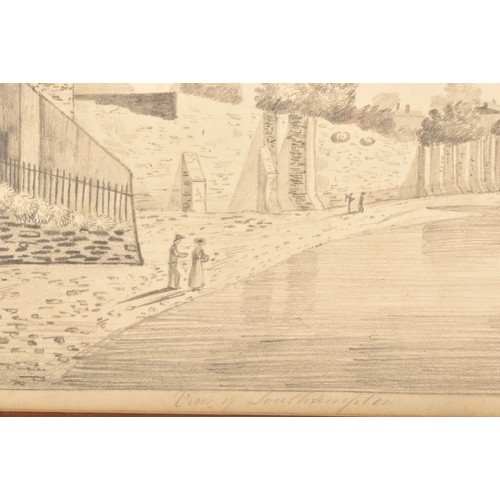 286 - Two pencil drawings, including 'Views of Southampton', 28.6 x 39.9cm, and 'Southsea', 28.6 x 39.9cm,... 