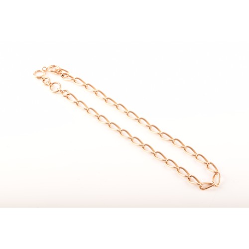 4 - A 15ct yellow gold oval link chain, hallmarked to each link, 40cm long.