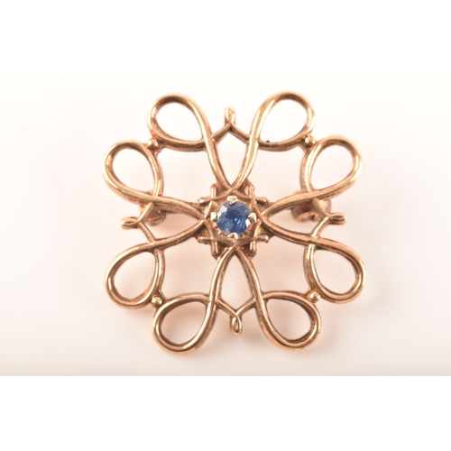 69 - A 15ct yellow gold and nephrite twist brooch, together with a 9ct rose gold bow brooch and a 9ct yel... 