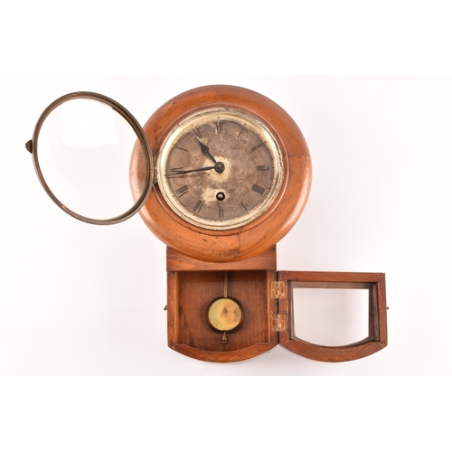 354 - An Edwardian painted satinwood balloon clock with white dial and black Roman numerals, together with... 