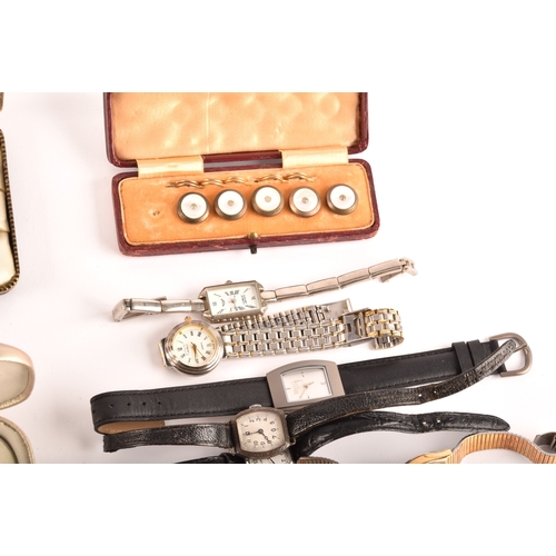 37 - A pair of 9ct cufflinks & watch, along with large collection of objects, dunhill lighter, travel... 