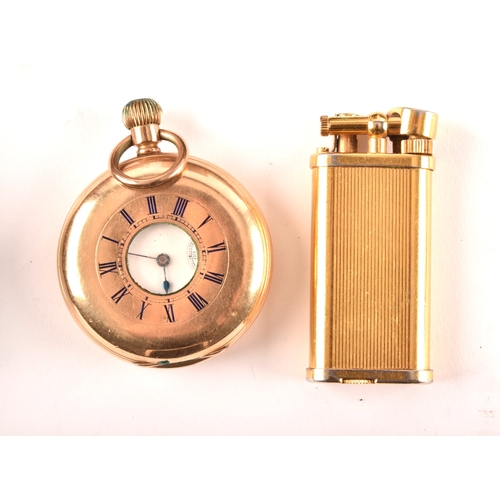 37 - A pair of 9ct cufflinks & watch, along with large collection of objects, dunhill lighter, travel... 