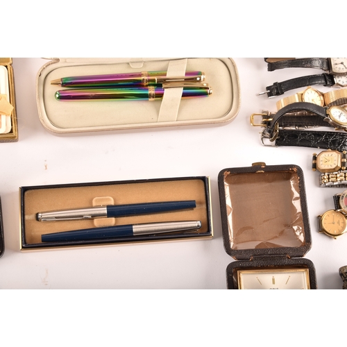 37 - A pair of 9ct cufflinks & watch, along with large collection of objects, dunhill lighter, travel... 