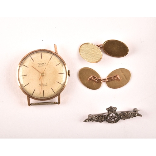 37 - A pair of 9ct cufflinks & watch, along with large collection of objects, dunhill lighter, travel... 