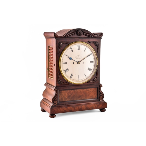 355 - A fine Regency flame mahogany twin fusee bracket clock, by W. Birch, 173 Fenchurch Street, London, t... 