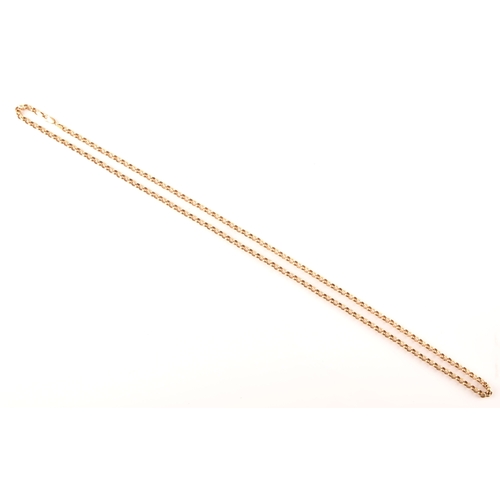 6 - A 9ct yellow gold belcher chain, 90cm long.