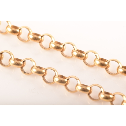 6 - A 9ct yellow gold belcher chain, 90cm long.