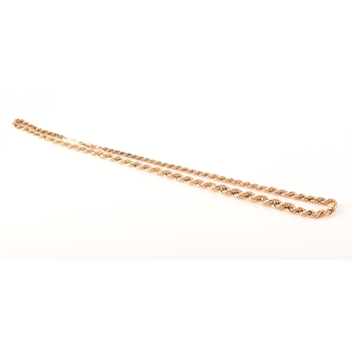 67 - A 9ct yellow gold rope chain, 47cm long.