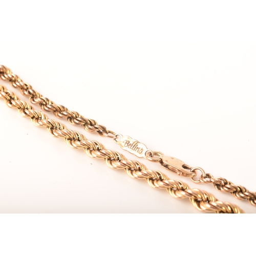 67 - A 9ct yellow gold rope chain, 47cm long.