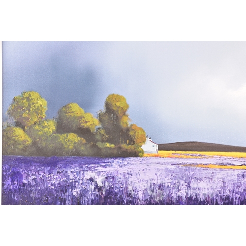 280 - Barry Hilton (British, born 1941) 'Indigo Landscape', a limited edition landscape print of lavender ... 