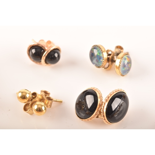 39 - A group of 9ct gold earrings set with various gemstones, together with a selection of yellow metal a... 