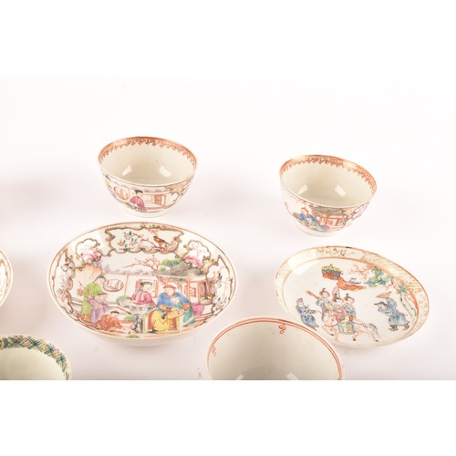 292 - A collection of 19th century Chinese porcelain tea bowls and saucers, with famille rose decoration, ... 