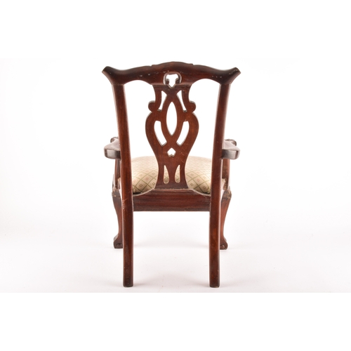 375 - Three miniature dolls chairs, including a Victorian buttont back mahogany tub chair, an elm seated s... 