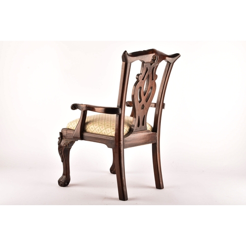 375 - Three miniature dolls chairs, including a Victorian buttont back mahogany tub chair, an elm seated s... 