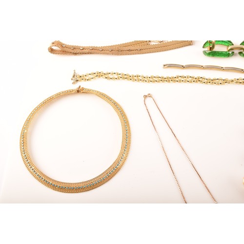 65 - A 9ct gold necklace wishbone necklace, together with a sundry of costume jewellery including necklac... 