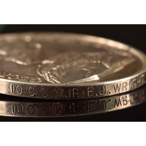 42 - A Boer War medal pair awarded to: Company Sergeant Major E. J. Wright. Comprising: a QSA Queen&rsquo... 