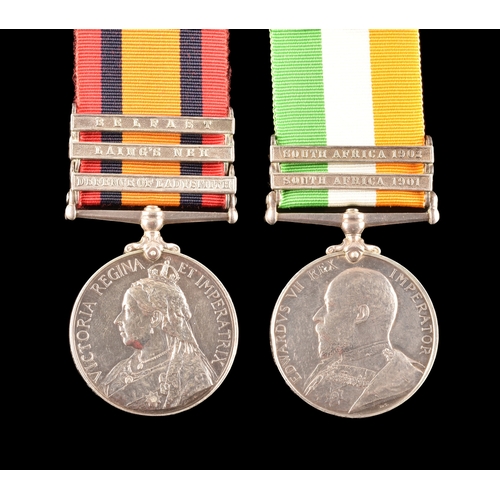 71 - A Boer War medal pair awarded to: 5562 Private. J. C. Walker, Liverpool Regiment. Comprising: a QSA ... 