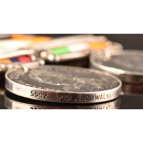 71 - A Boer War medal pair awarded to: 5562 Private. J. C. Walker, Liverpool Regiment. Comprising: a QSA ... 