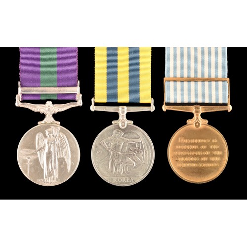 190 - A Korea and later GSM medal trio awarded to: 22319240 Rifleman. E. Jobson, Royal Ulster Rifles / Gre... 