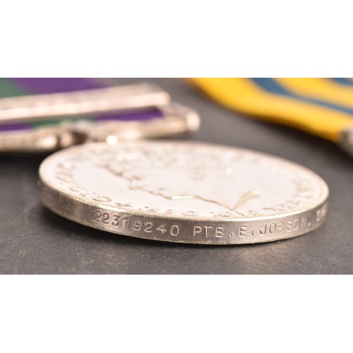 190 - A Korea and later GSM medal trio awarded to: 22319240 Rifleman. E. Jobson, Royal Ulster Rifles / Gre... 