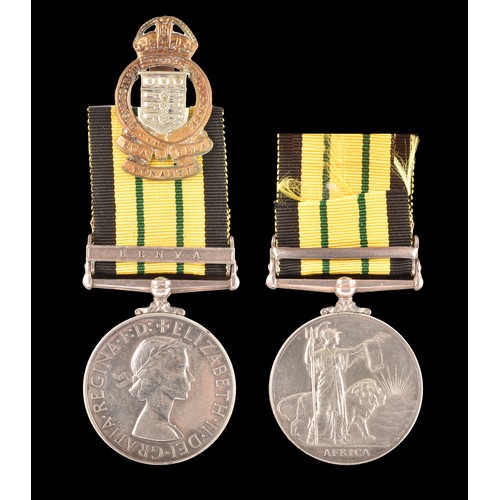 200 - An Africa General Service Medal 1902-1956, with Kenya clasp awarded to: 22867032 Private B. Waters, ... 