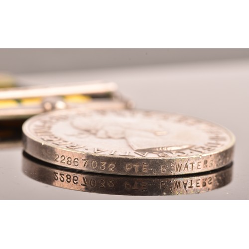 200 - An Africa General Service Medal 1902-1956, with Kenya clasp awarded to: 22867032 Private B. Waters, ... 