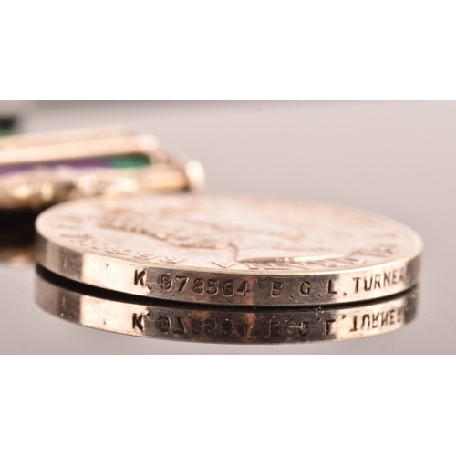 202 - A General Service Medal GSM 1918, with Malaya clasp awarded to: K.978564 B. G. L. Turner, Mechanic E... 