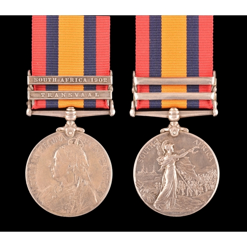 79 - A Boer War Queen’s South Africa QSA medal with 2 clasps Transvaal, South Africa 1902 awarded to: 568... 