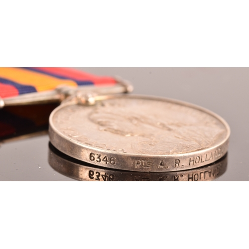 81 - A Boer War Queen’s South Africa QSA medal awarded to: 6346 Private. A. R. Holland, Wiltshire Regimen... 