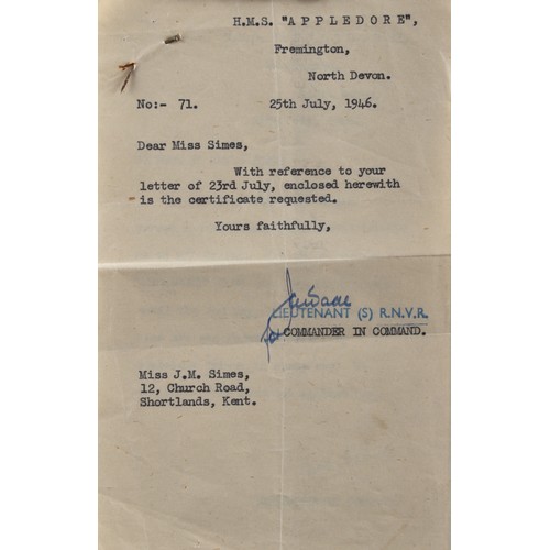 253 - Bletchley Park. An interesting collection of documents, letters and certificate of service relating ... 