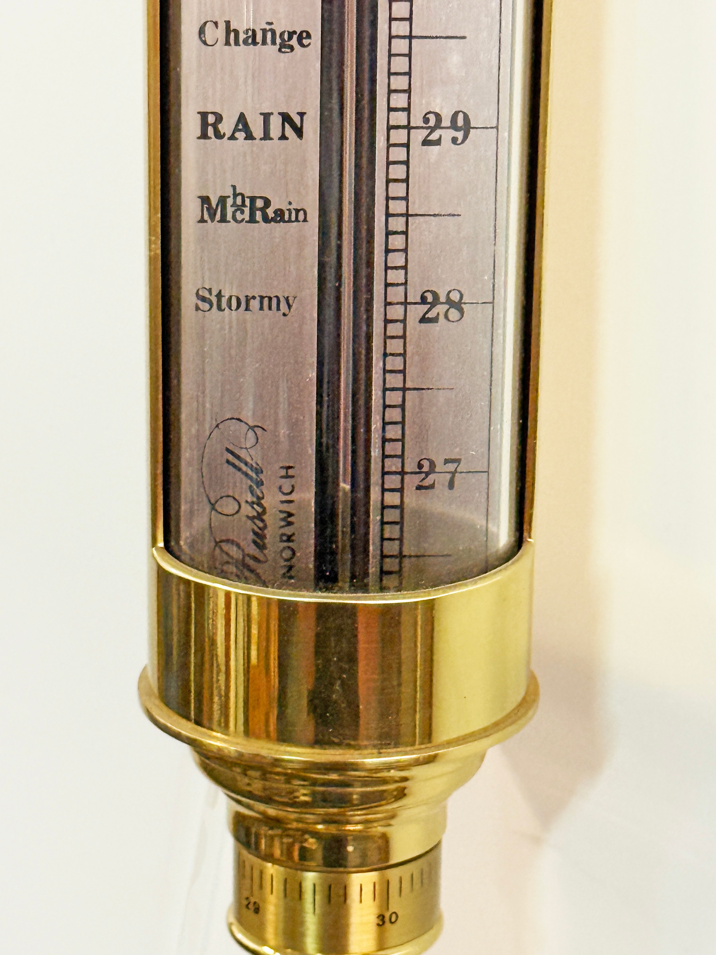 A late 20th century Russell of Norwich marine ship's stick barometer ...