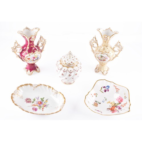 337 - A collection of ceramics including two Coalport Rococo-style vases, both of baluster form with flare... 