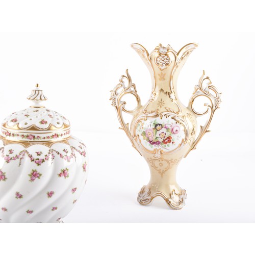 337 - A collection of ceramics including two Coalport Rococo-style vases, both of baluster form with flare... 