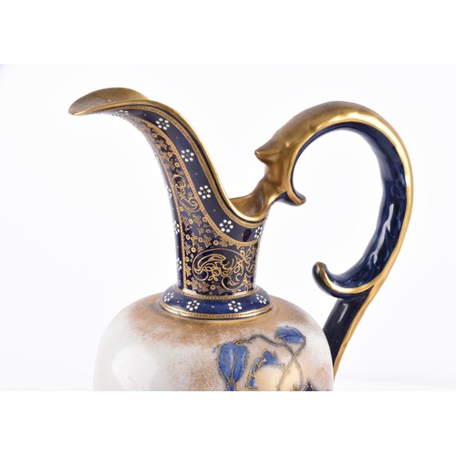 338 - A pair of Doulton Burslem jardiniere's, cobalt blue ground with extensive gilt floral scroll decorat... 